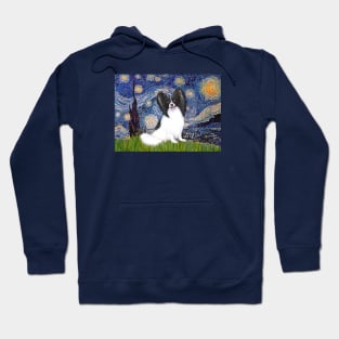 Starry Night with a Black and White Papillon Hoodie